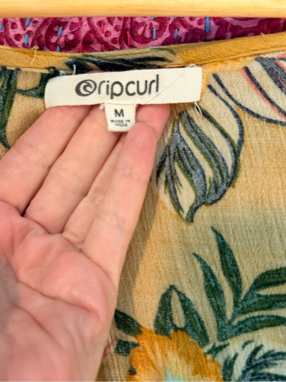 Rip Curl Mustard Floral Wrap-Style Maxi Dress - Picture 6 of 6